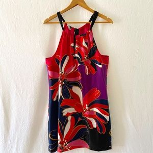 TRINA TURK Women's Size 6 Midi Roe Halter Shift Dress Pink & Purple Floral NEW